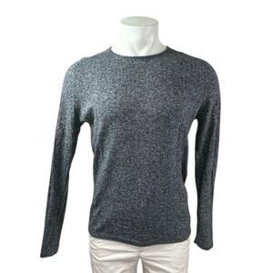 Zara Men's Black Heather Long Sleeve Crew Neck Basic T Shirt Tee Top Size M